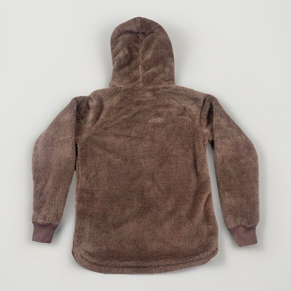 NWT Abercrombie Kids Sherpa Hoodie 13/14 Brown Soft Fleece Pullover Pocket - Picture 2 of 8